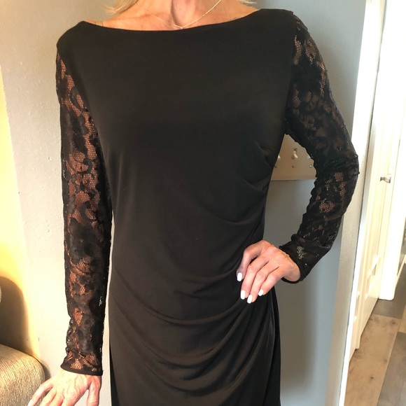 Eliza J. New York black dress with lace sleeves - Picture 2 of 6